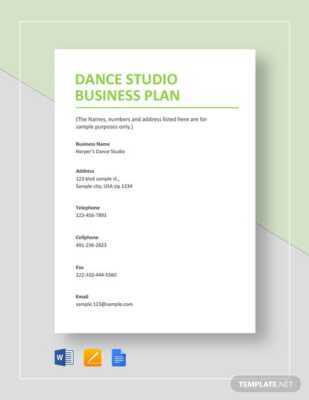 نموذج قالب خطة استوديو أعمال الرقص