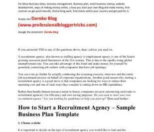 Business plan  for a recruitment agency