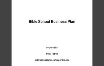 Business plan  for bible school