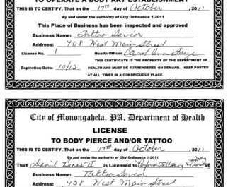 Business tattoo license