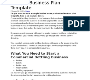 How to write a business plan for a bottled water company