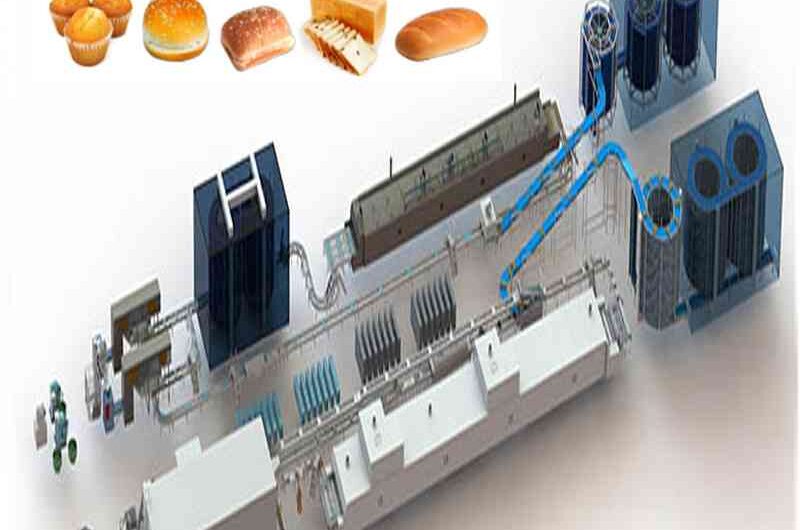 Bread processing factory – Automated production line with high-tech equipment.